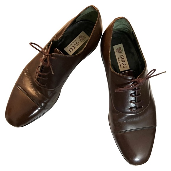 Vintage Gucci Leather Oxford Shoes Size 38 1/2 EU Size  8 1/2 US - Picture 2 of 7